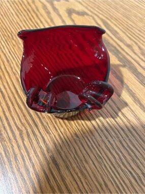 Deep Ruby Red Handblown Glass Ashtray